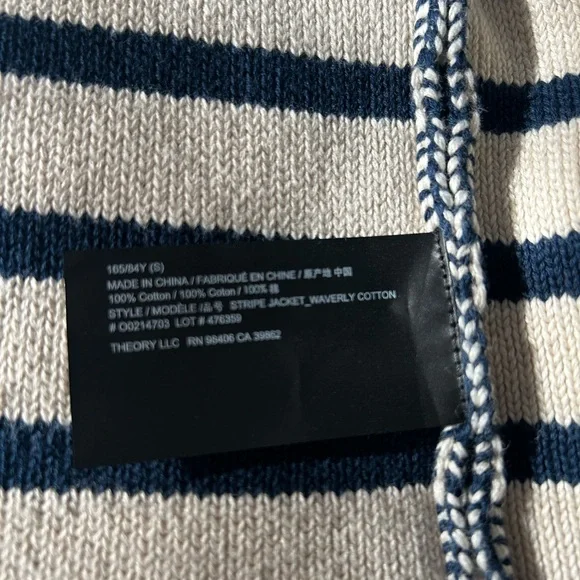 Theory Classic Cream and Blue Knit Cardigan - Picture 11 of 13